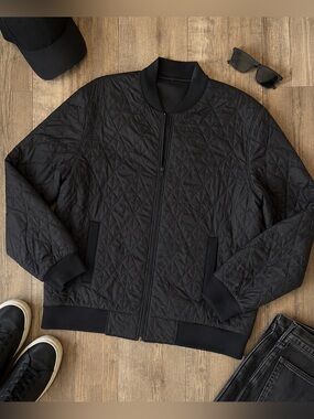 NWT XRay Jeans Black Quilted Bomber Jacket XL Men’s Lightweight Zip Front